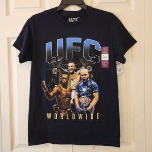 UFC Mens Graphic Tee Worldwide Fighters Design Black 100% Cotton Size S